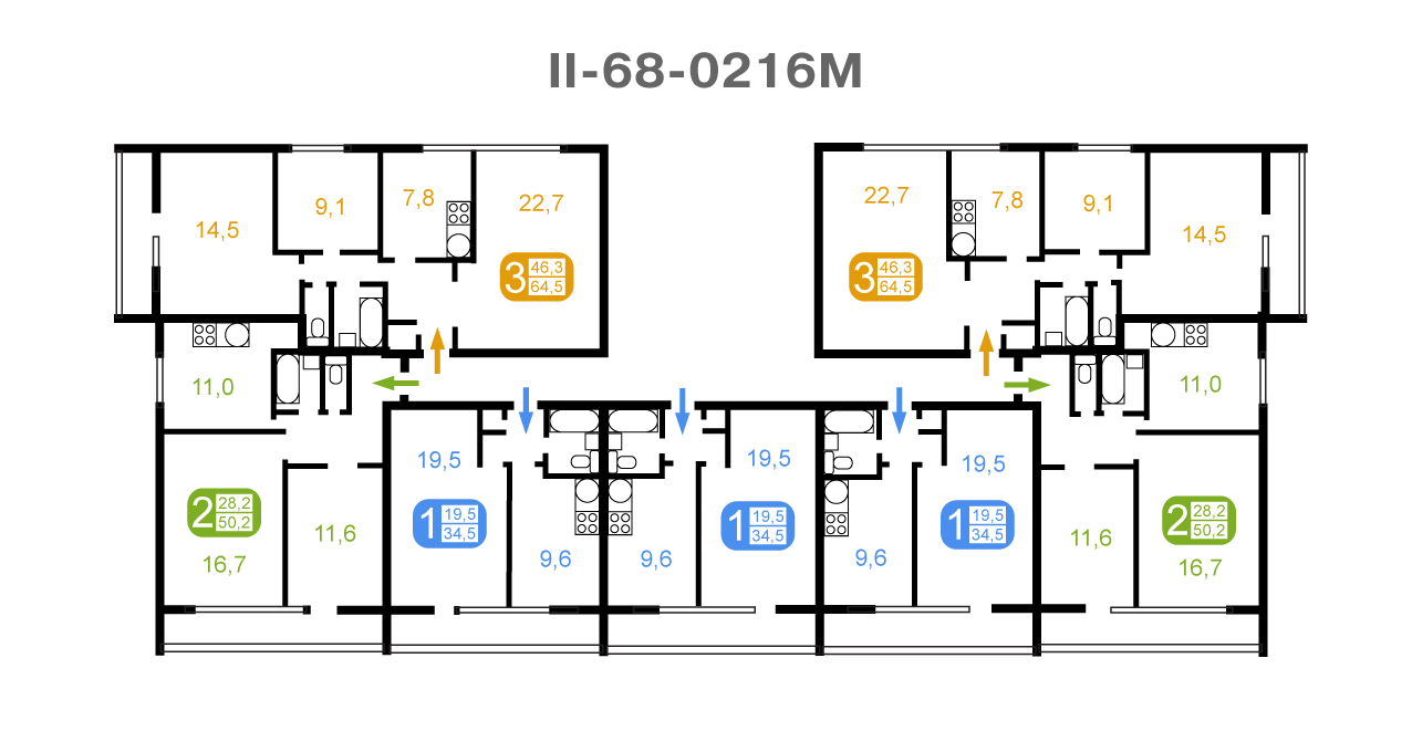 Дома серии II-68-02/16М: описание планировки квартир